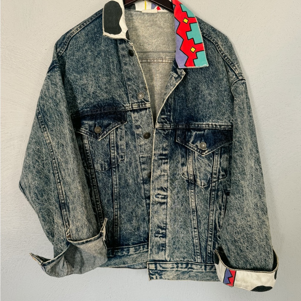 Vintage 90s Denim Jacket with Accent Collar